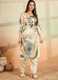 Prazu Fashion Beige Printed Cotton Reyon Kurta Pant Set - Distacart