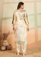 Prazu Fashion Beige Printed Cotton Reyon Kurta Pant Set - Distacart