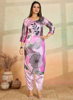 Prazu Fashion Baby Pink Printed Cotton Reyon Kurta Pant Set - Distacart