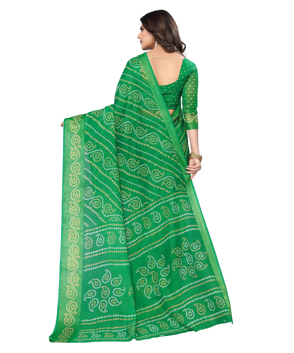Vamika Linen Jari Border Green Bollywood Style Saree - Distacart