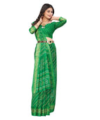 Vamika Linen Jari Border Green Bollywood Style Saree - Distacart