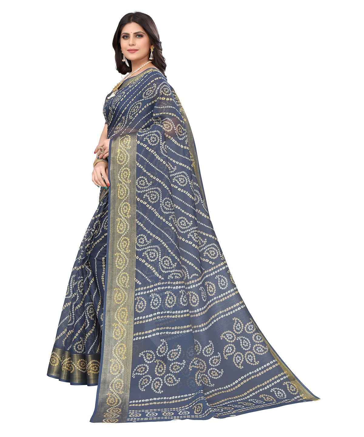 Vamika Linen Jari Border Grey Bollywood Style Saree