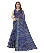 Vamika Linen Jari Border Navy Bollywood Style Saree