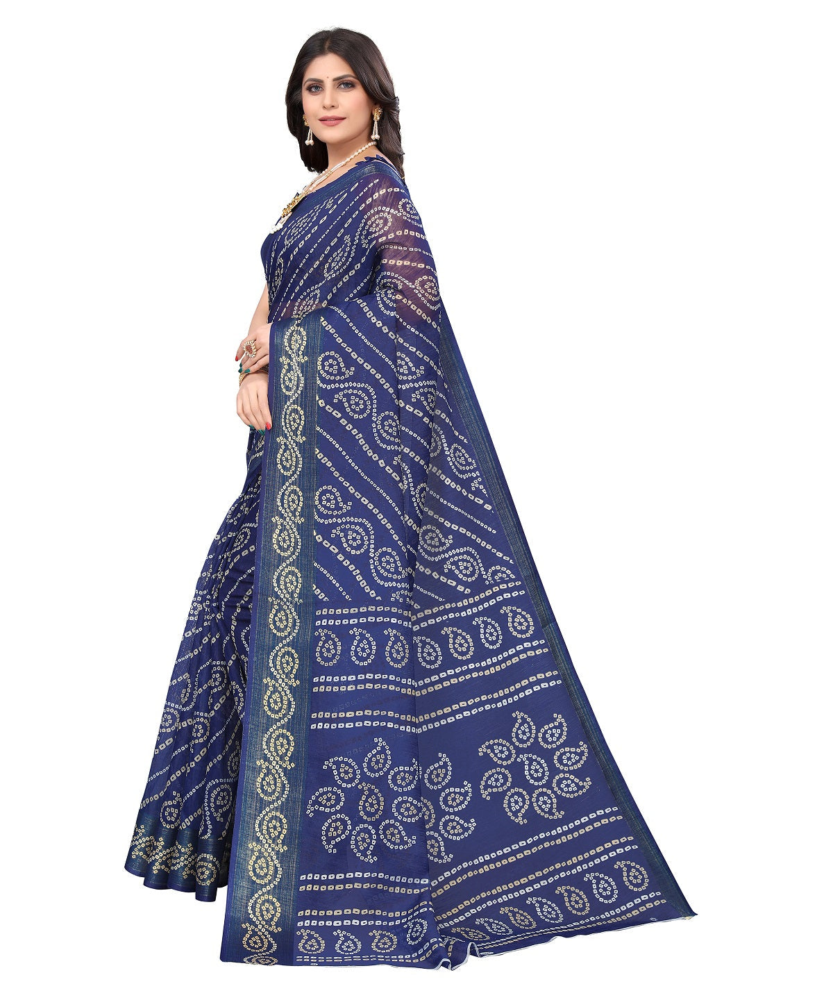 Vamika Linen Jari Border Navy Bollywood Style Saree