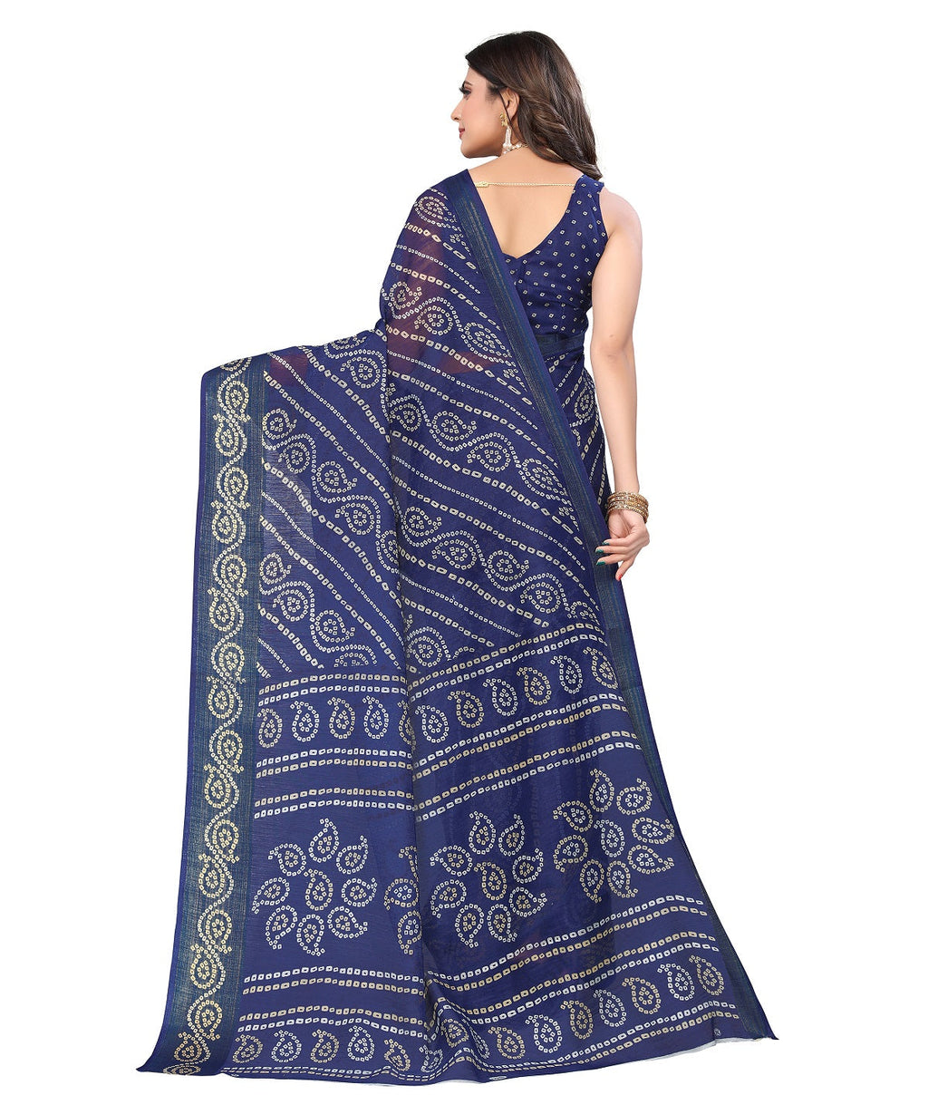 Vamika Linen Jari Border Navy Bollywood Style Saree