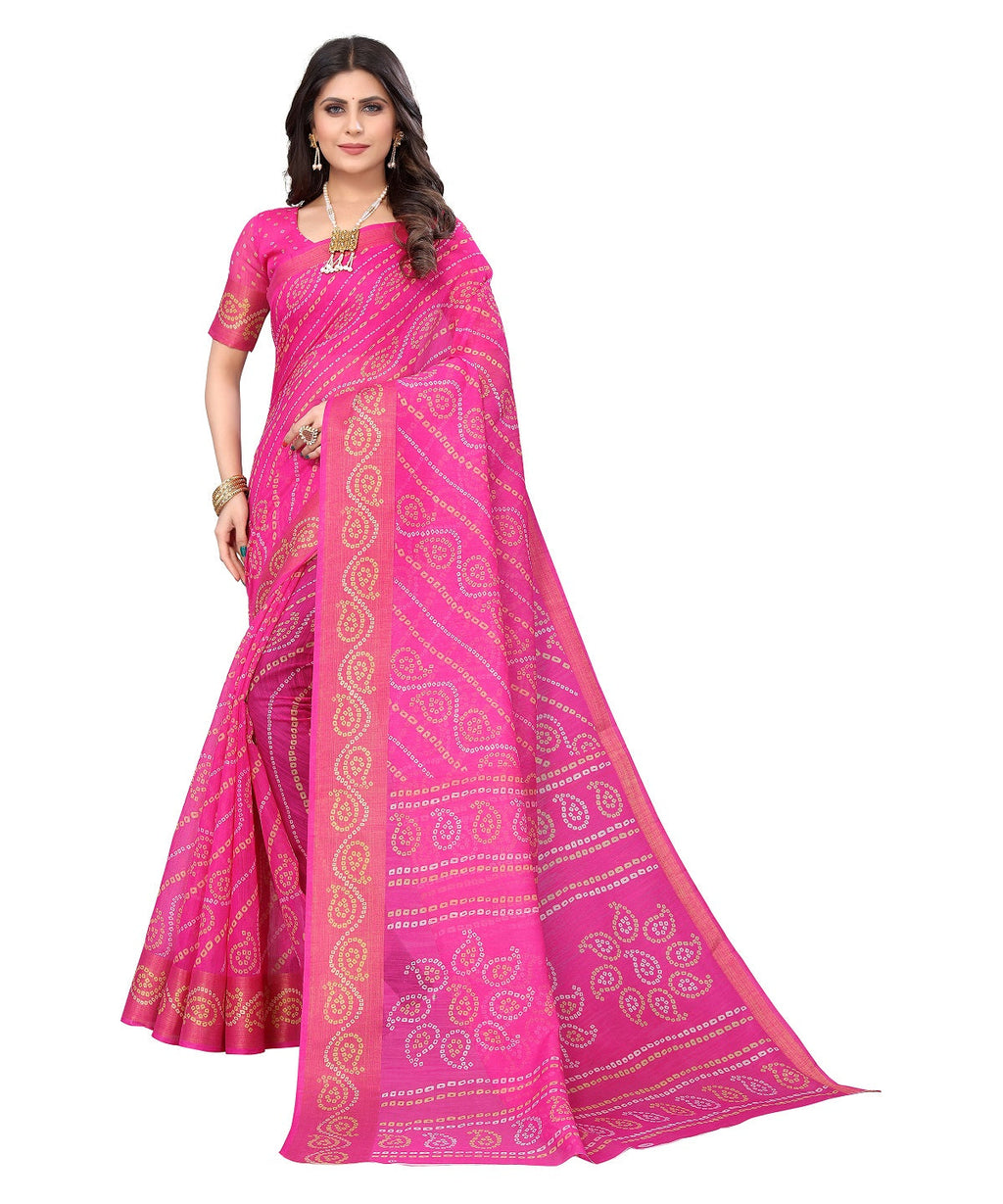 Vamika Linen Jari Border Pink Bollywood Style Saree