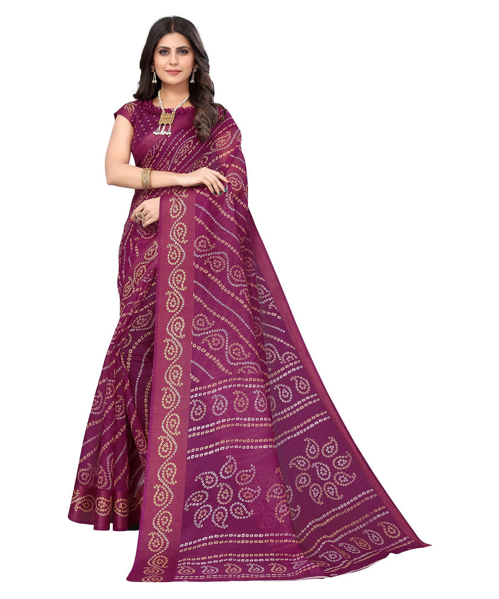 Vamika Linen Jari Border Purple Bollywood Style Saree