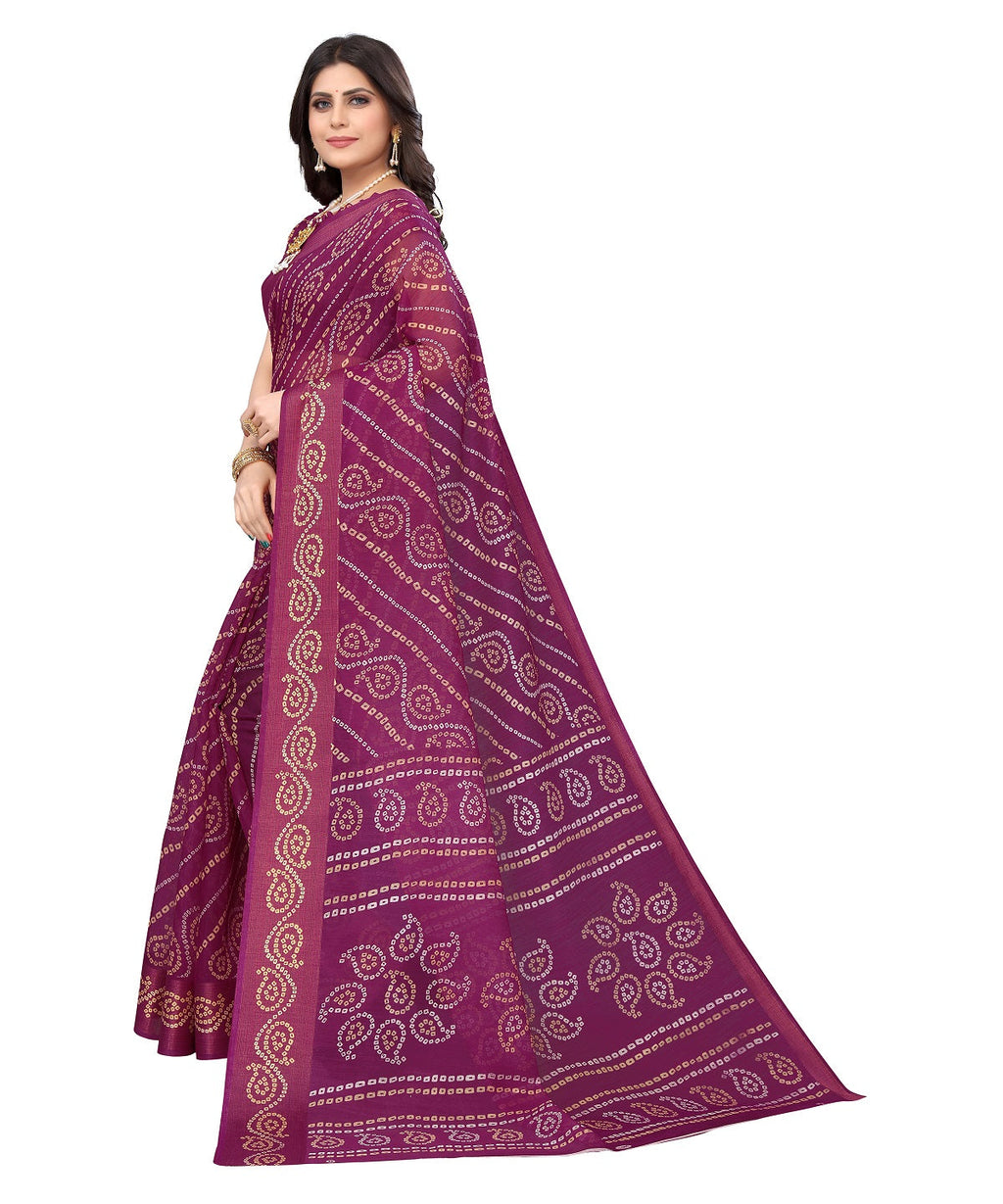 Vamika Linen Jari Border Purple Bollywood Style Saree