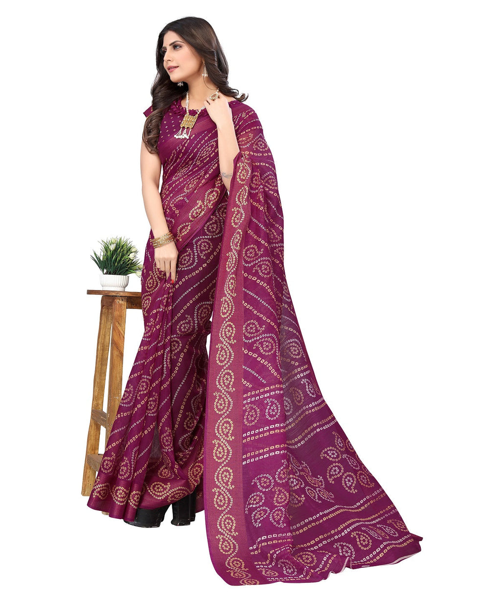 Vamika Linen Jari Border Purple Bollywood Style Saree
