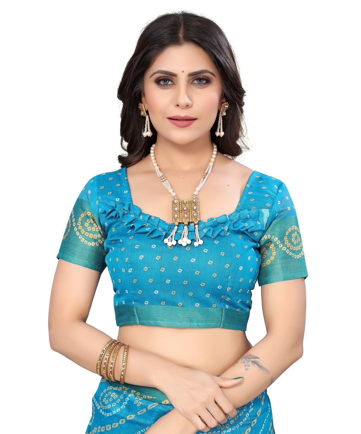 Vamika Linen Jari Border Rama Bollywood Style Saree