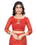 Vamika Linen Jari Border Red Bollywood Style Saree