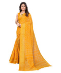 Vamika Linen Jari Border Yellow Bollywood Style Saree