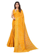 Vamika Linen Jari Border Yellow Bollywood Style Saree