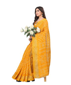 Vamika Linen Jari Border Yellow Bollywood Style Saree