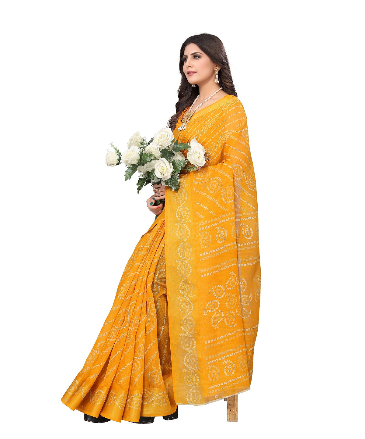 Vamika Linen Jari Border Yellow Bollywood Style Saree