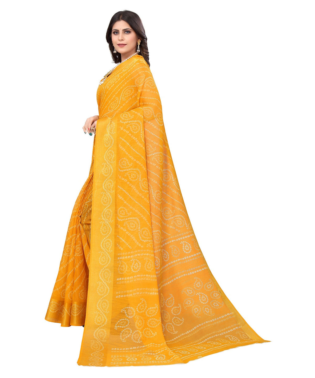 Vamika Linen Jari Border Yellow Bollywood Style Saree