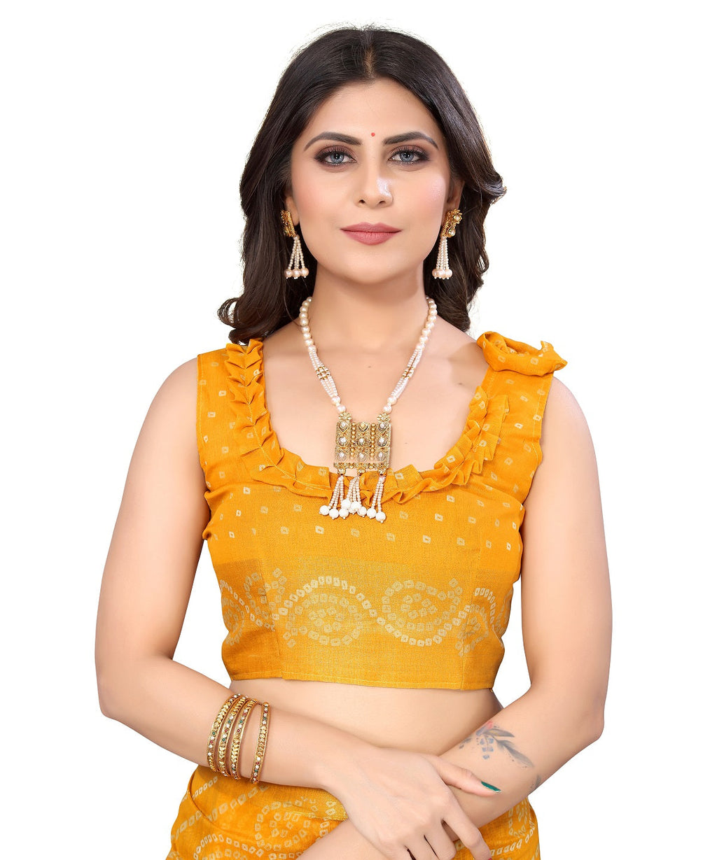 Vamika Linen Jari Border Yellow Bollywood Style Saree