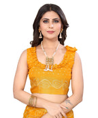 Vamika Linen Jari Border Yellow Bollywood Style Saree