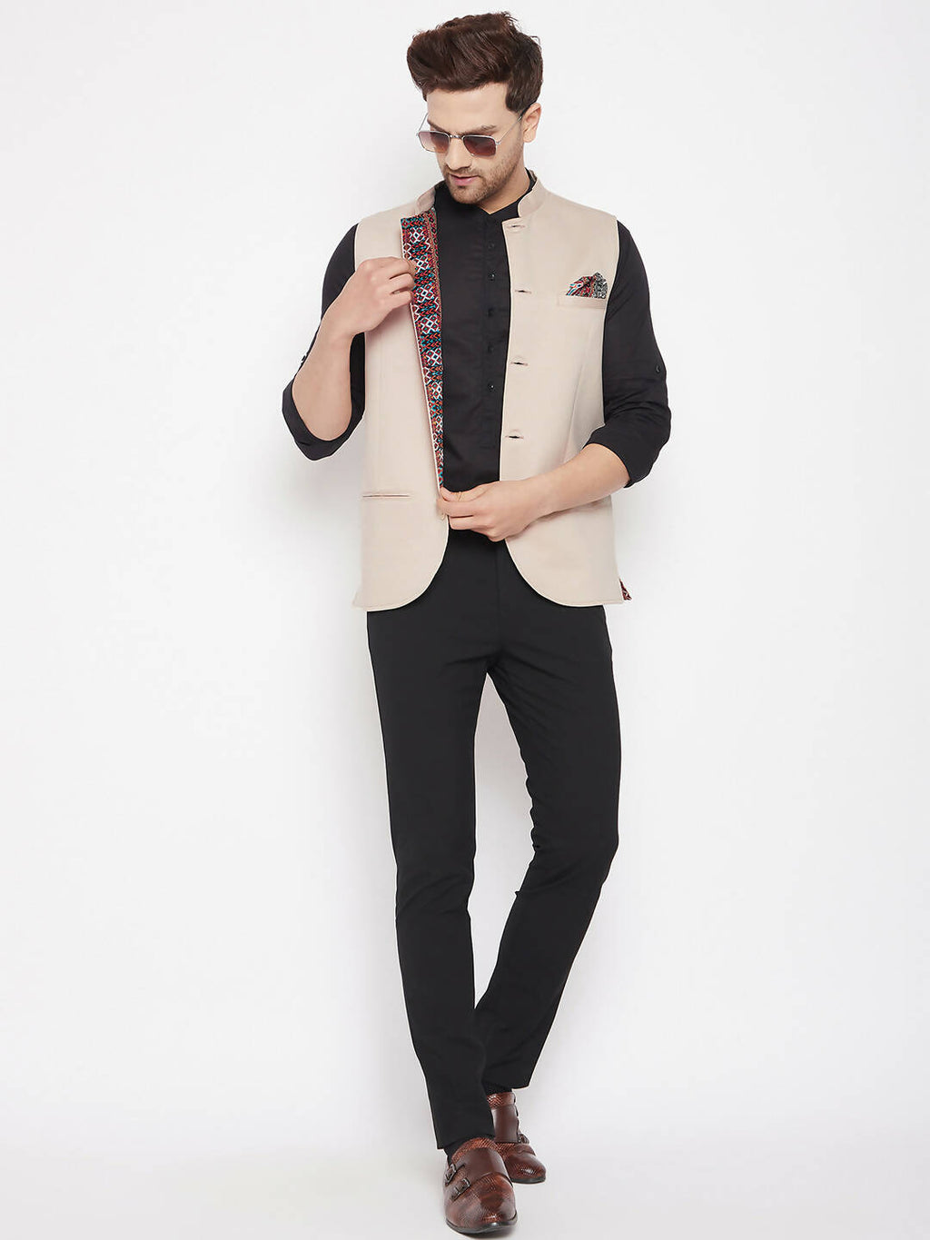 Even Apparels Cream Merino Men Woven Nehru Jacket BF715 - Distacart