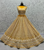 Jyoti Fashion Women's Yellow Bridal Net Fancy Sequins with Multi Thread Embroidered Wedding Lehenga Choli