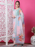 Jyoti Fashion Women's Multicolor Cotton Geometric Digital Print with Jari & Crystal Kurta with Trouser & Dupatta
