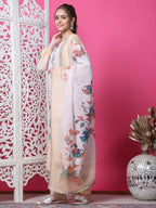 Jyoti Fashion Women's Multicolor Cotton Geometric Digital Print with Jari & Crystal Kurta with Trouser & Dupatta