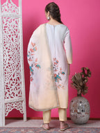 Jyoti Fashion Women's Multicolor Cotton Geometric Digital Print with Jari & Crystal Kurta with Trouser & Dupatta