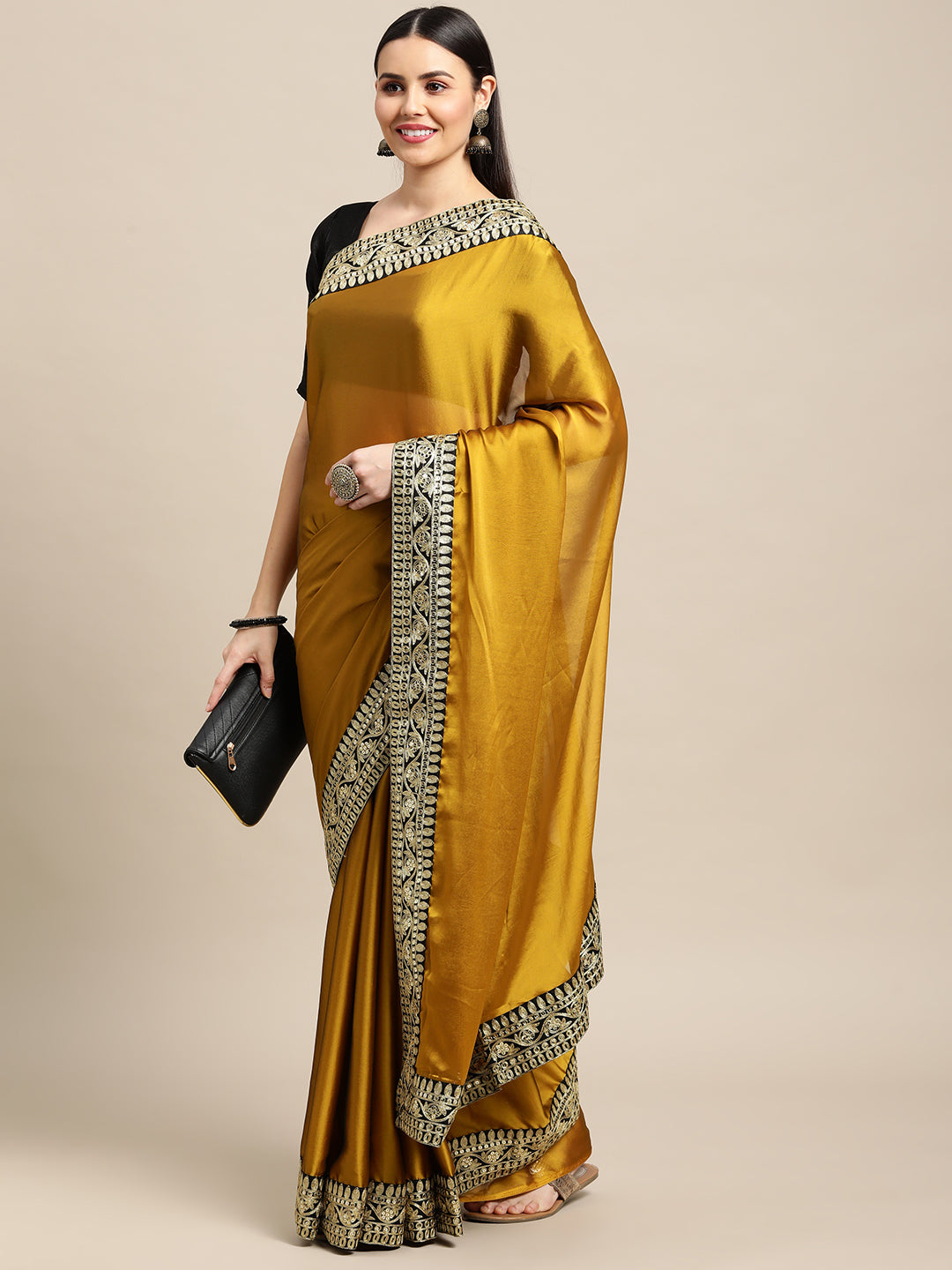 Jyoti Fashion Women's Yellow Rangoli Silk Embroidered Designer Saree with Blouse
