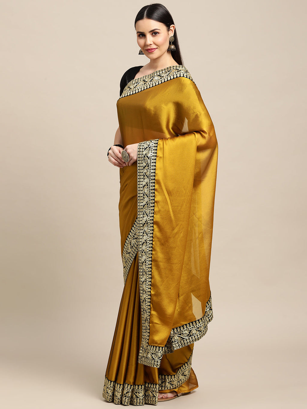 Jyoti Fashion Women's Yellow Rangoli Silk Embroidered Designer Saree with Blouse