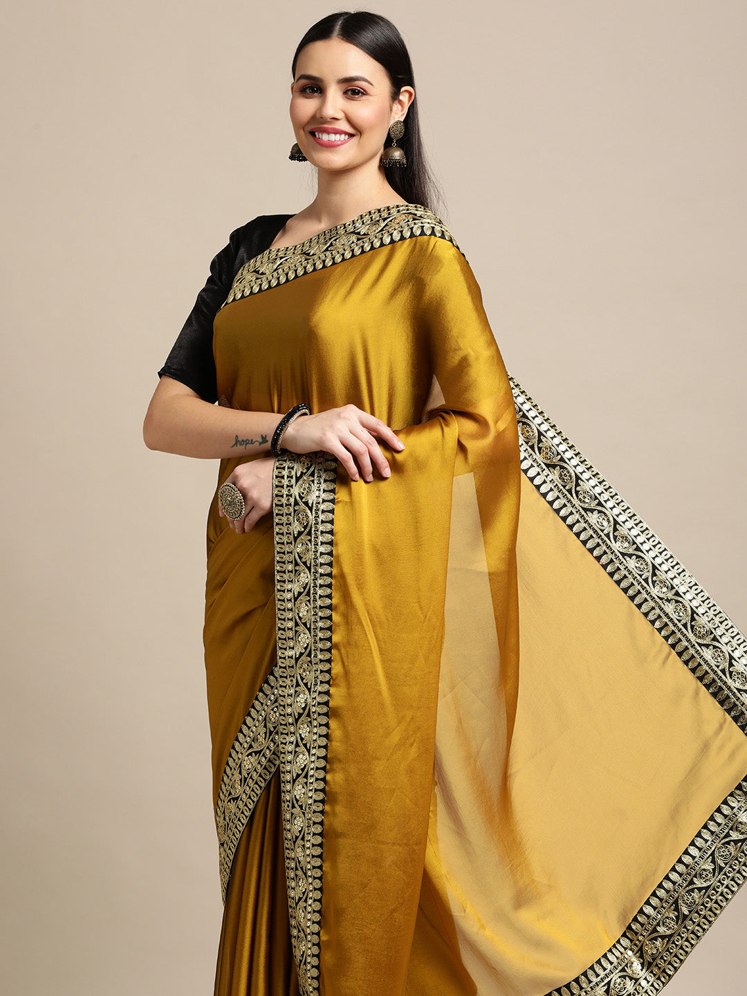 Jyoti Fashion Women's Yellow Rangoli Silk Embroidered Designer Saree with Blouse
