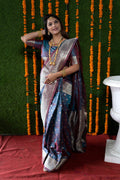 Jyoti Fashion Women's Grey Handloom Banarasi Silk Zari Woven Saree with Blouse - Distacart