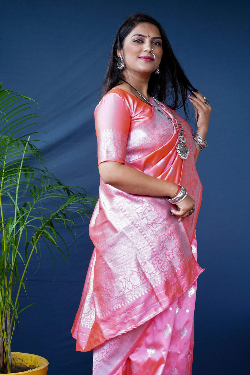 Jyoti Fashion Women's Peach Soft Banarasi Silk Zari Woven Saree with Blouse - Distacart