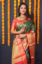 Jyoti Fashion Women's Green Kanchipuram Silk Zari Woven Saree with Blouse