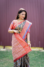 Jyoti Fashion Women's Black Kanchipuram Silk Zari Woven Saree with Blouse