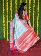 Jyoti Fashion Women's Sky Blue Kanchipuram Silk Zari Woven Saree with Blouse