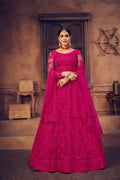 Jyoti Fashion Women's Rani Pink Net Thread Embroidered Designer Lehenga Choli Set
