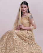 Jyoti Fashion Women's Cream Net Thread Embroidered Designer Lehenga Choli Set