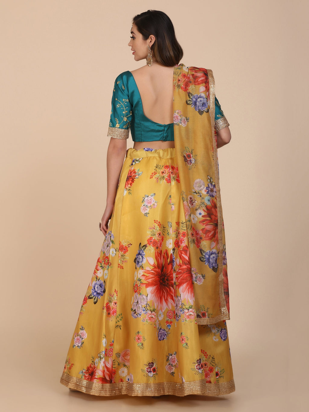 Jyoti Fashion Women's Yellow Banglory Silk Floral Printed Designer Lehenga Choli Set