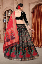 Jyoti Fashion Women's Black Jacquard Zari Woven Designer Lehenga Choli Set