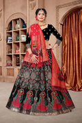 Jyoti Fashion Women's Black Jacquard Zari Woven Designer Lehenga Choli Set