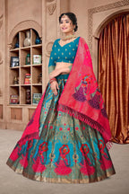 Jyoti Fashion Women's Sky Blue Jacquard Zari Woven Designer Lehenga Choli Set