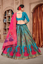 Jyoti Fashion Women's Sky Blue Jacquard Zari Woven Designer Lehenga Choli Set