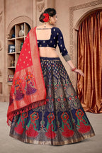 Jyoti Fashion Women's Navy Blue Jacquard Zari Woven Designer Lehenga Choli Set