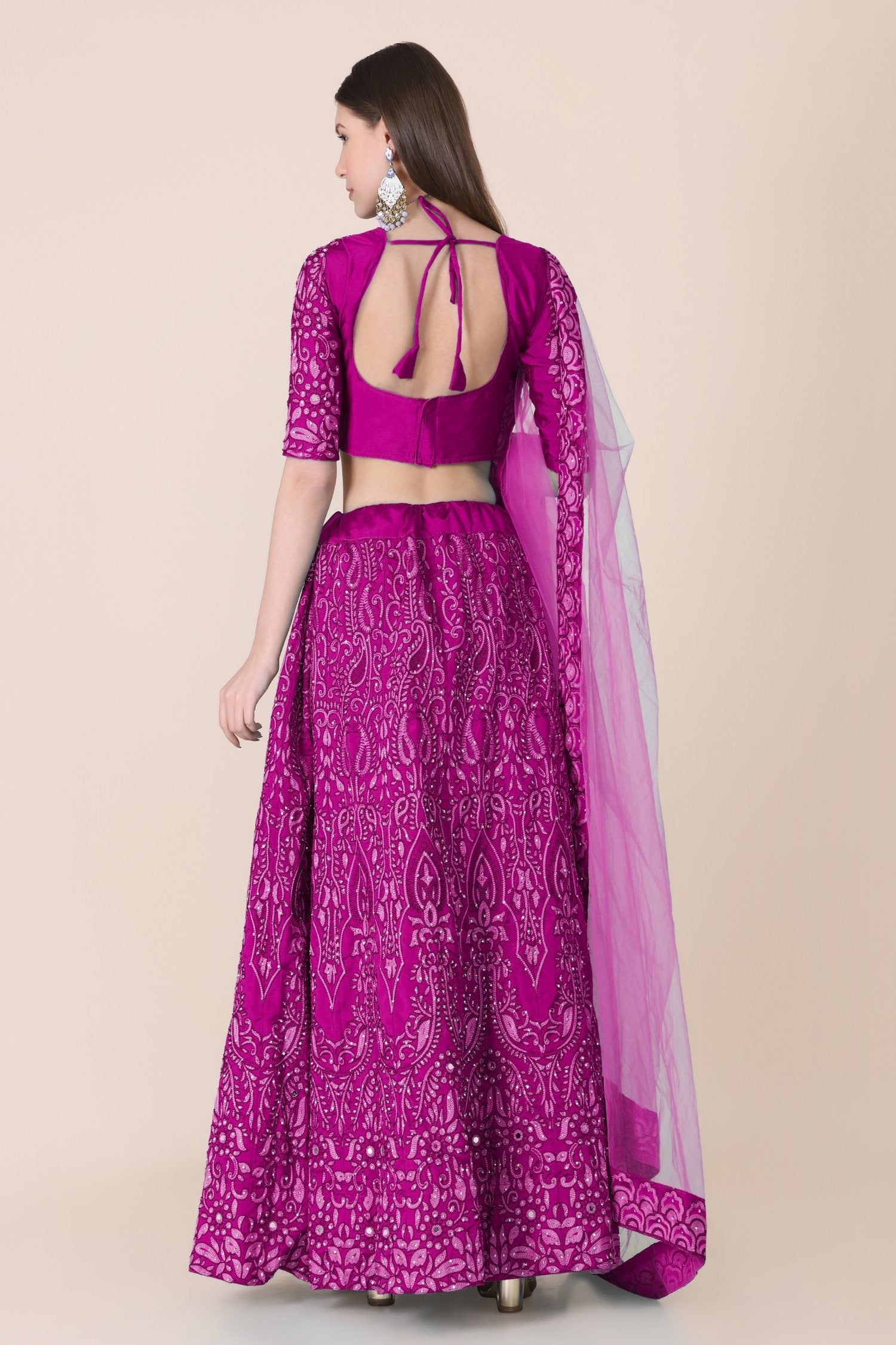 Jyoti Fashion Women's Purple Taffeta Silk Thread Embroidered Designer Lehenga Choli Set