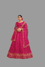 Jyoti Fashion Women's Pink Net Thread Embroidered Designer Lehenga Choli Set