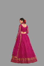Jyoti Fashion Women's Pink Net Thread Embroidered Designer Lehenga Choli Set