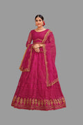 Jyoti Fashion Women's Pink Net Thread Embroidered Designer Lehenga Choli Set