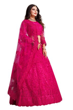 Jyoti Fashion Women's Dark Pink Net Thread Embroidered Designer Lehenga Choli Set