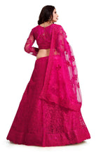 Jyoti Fashion Women's Dark Pink Net Thread Embroidered Designer Lehenga Choli Set