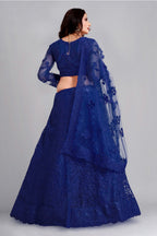 Jyoti Fashion Women's Blue Net Thread Embroidered Designer Lehenga Choli Set